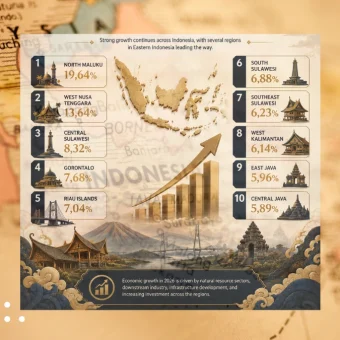 BPS reveals top 10 Indonesian provinces with the highest economic growth in 2026