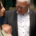 Sweden’s climate minister Romina Pourmokhtari attends EU Summit with her baby