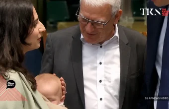 Sweden’s climate minister Romina Pourmokhtari attends EU Summit with her baby