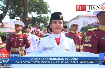 Celine Olivia carries flag tray at Merdeka Palace | The Kabar News