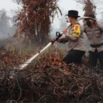 Ketapang police test X-Fire on peatland blaze | The Kabar News